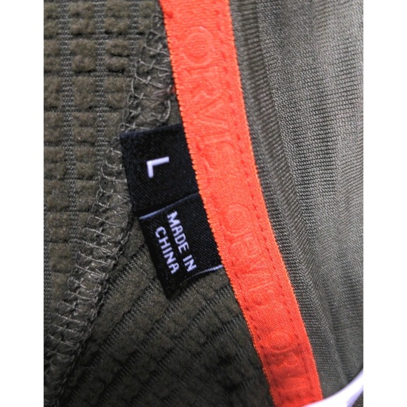 Orvis Size L Mens Grid Fleece Vest Olive Green Orange Full Zip Outdoor Hiking - Picture 4 of 12